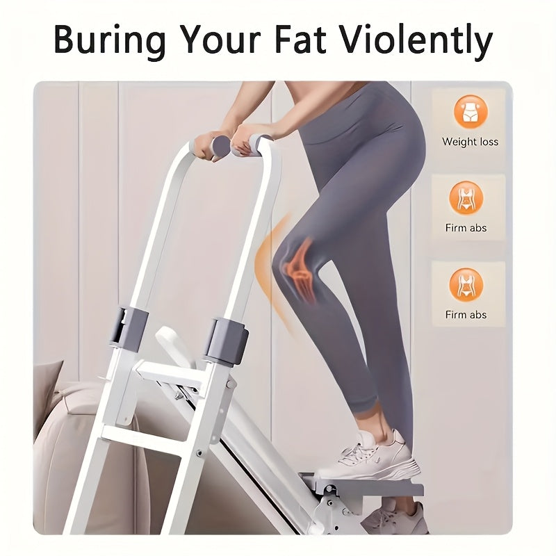 1pc Foldable Vertical Step Machine for Home & Office - Adjustable Step Width, Handlebars & Foot Pads, Manual Non-Electric Operation, Compact White Fitness Equipment for Full-Body Workout, Space-Saving Design - Ideal Gift for Mother's Day & Thanksgiving