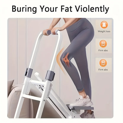 1pc Foldable Vertical Step Machine for Home & Office - Adjustable Step Width, Handlebars & Foot Pads, Manual Non-Electric Operation, Compact White Fitness Equipment for Full-Body Workout, Space-Saving Design - Ideal Gift for Mother's Day & Thanksgiving