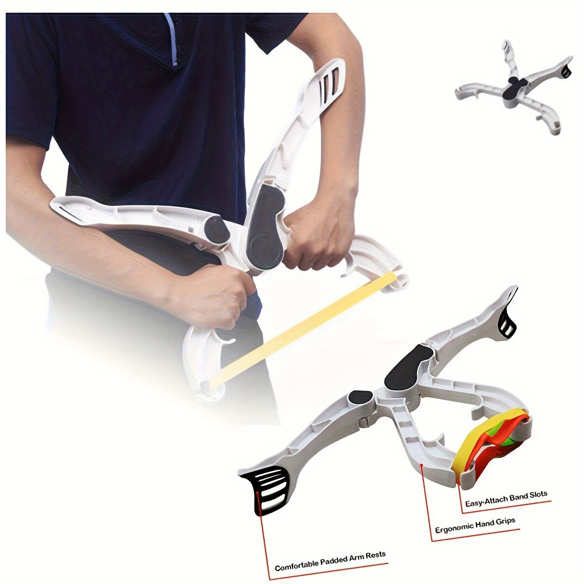ABS Arm Exercise Machine Adjustable Dumbbell & Resistance Bands - ABS Arm Exercise Machine, Non-Electric Home Gym Equipment for Full-Body Workout, White, Fitness Accessory, Sleek Sports Design, Secure Strap Feature